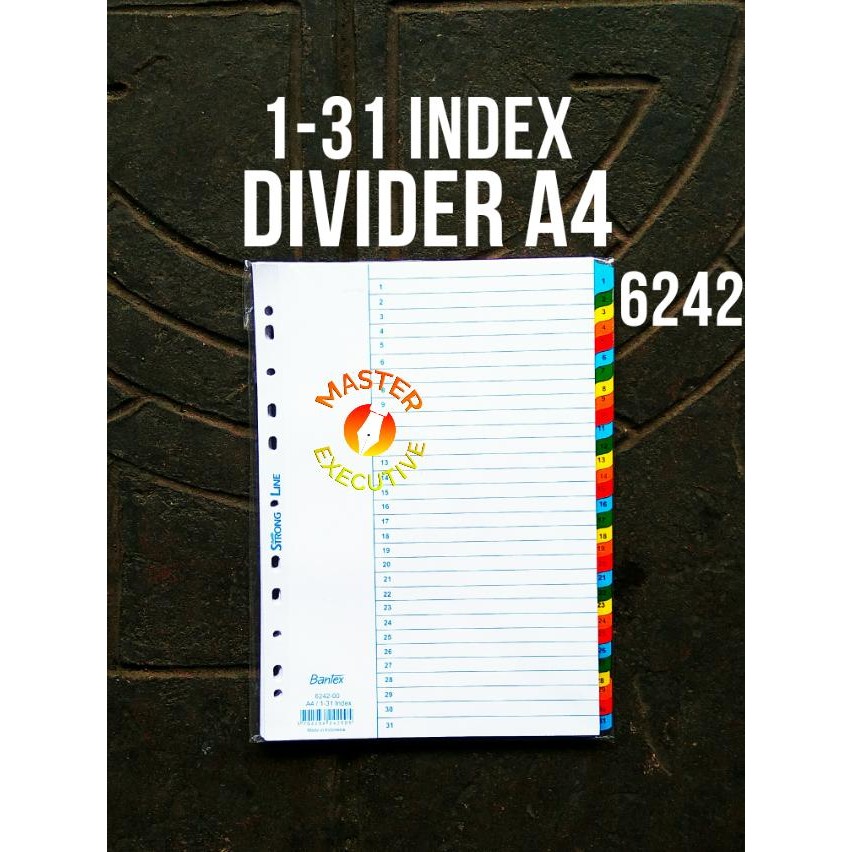 

BANTEX DIVIDER A4 / 1-31 INDEX STRONG LINE 6242-00 / PEMBATAS ORDNER KODE 252