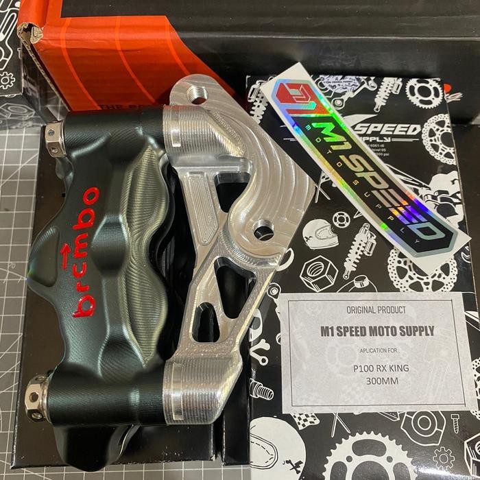 Ready Stok KALIPER BREMBO GP4RX SET BREKET PNP RX KING NEW DISC 300MM KALIPER DEPAN BREMBO 4 PISTON