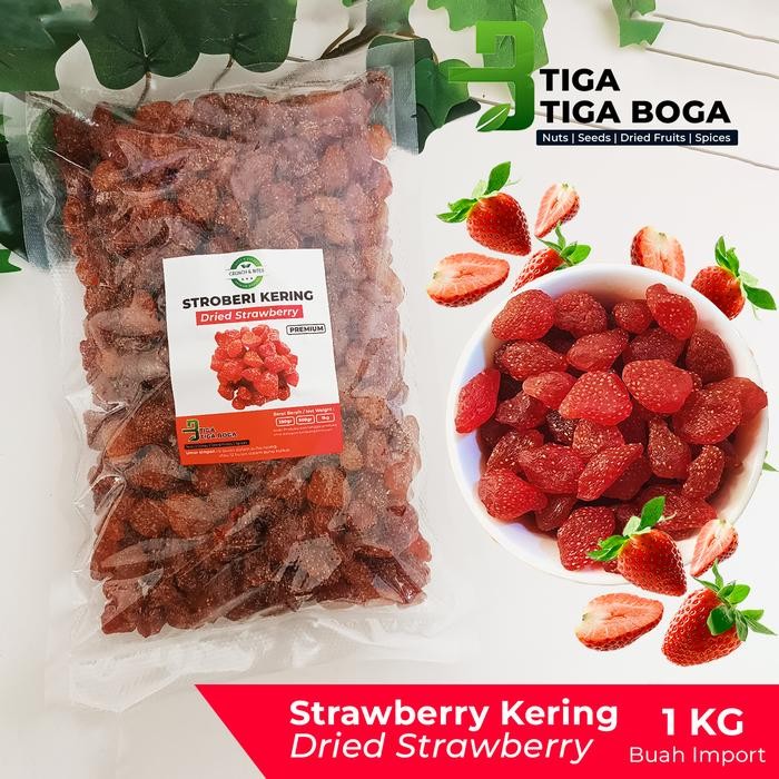

ASLI Buah Strawberry Kering 1 Kg / Dried Strawberry Premium Fruit Quality Import Stroberi Camilan