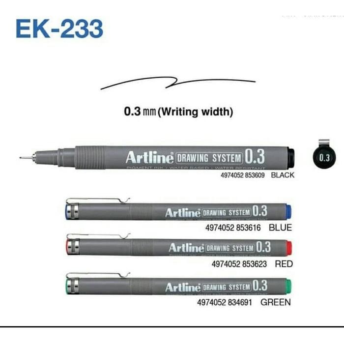 

Spidol Drawing Pen Marker Artline 0,3 mm - EK-233 Hitam