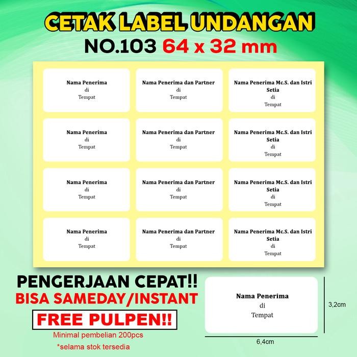 

Print / Cetak Label Undangan Stiker No.103 - H+1 Besok