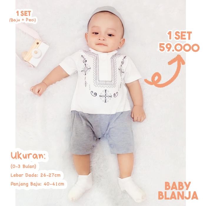 (Allthebest) Baju Koko Bayi Laki-Laki Newborn Abiyan Set
