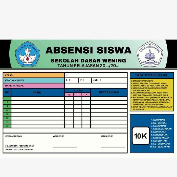 

Papan Data Absensi Siswa Sdw