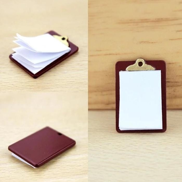 

New 18Mm*21Mm Alloy Clipboard With Real Paper Attache For Doll Diy Miniature Dollhouse Dolls