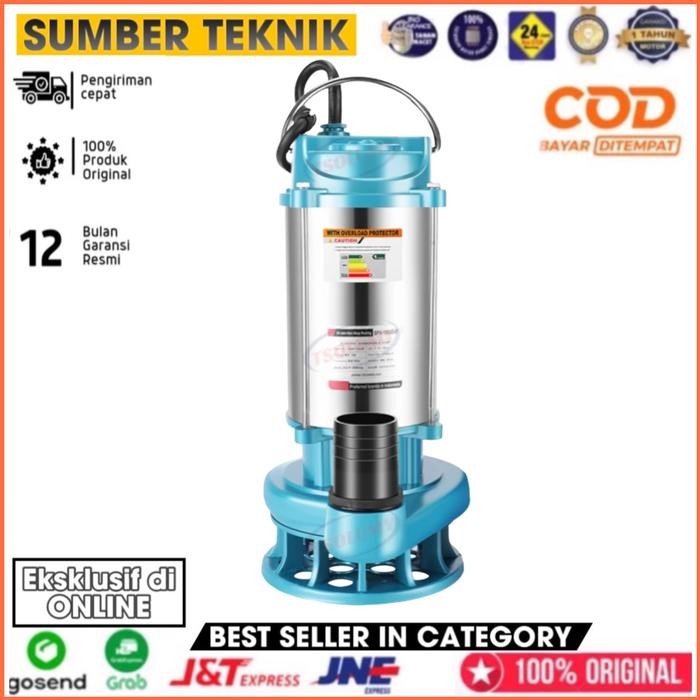 Pompa Celup Air Bersih Kotor 250 W Stainless Steel Submersible Sewage Pump Mesin Pompa Air Celup