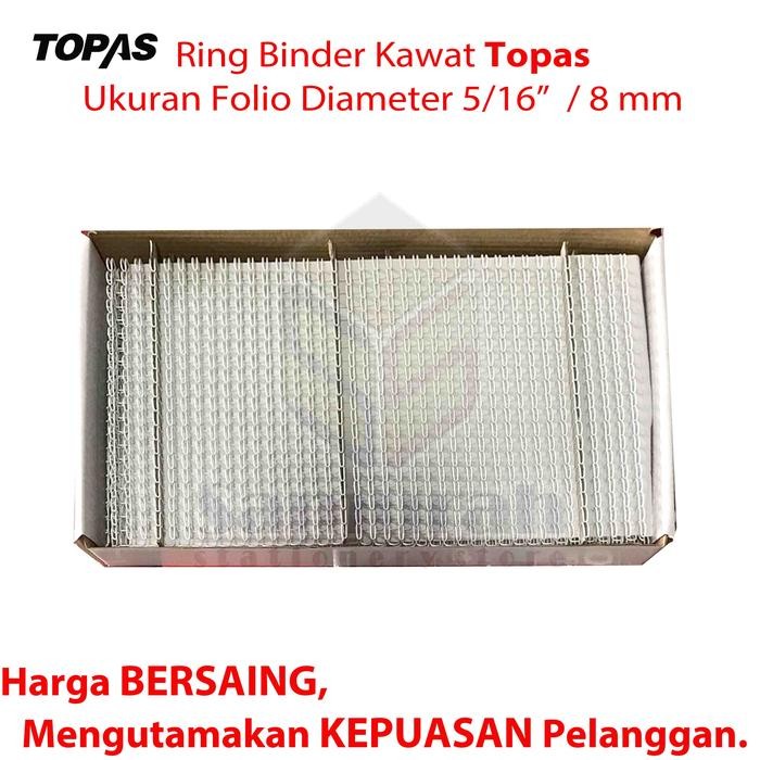 

ring binder kawat topas ukuran folio 5/16" - diameter 8 mm / 38 wire ring binding 3 : 1 isi 100