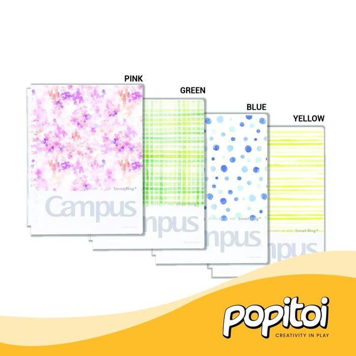 

kokuyo campus smart ring loose leaf binder watercolor whisper series b5 notebook 360 derajat kode