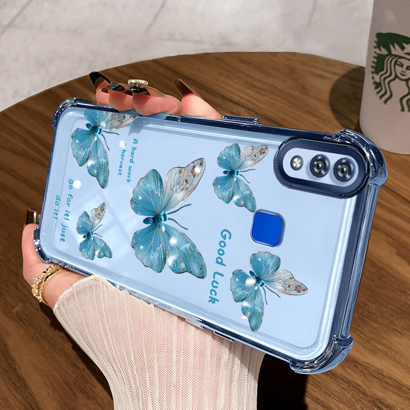 Casing Hp untuk VIVO Y91 Y91i Y93 Y95 Y91C Y1s Y90 Case Casing Kupu-kupu Biru pola Kasing HP Cesing 