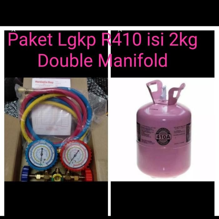 Paket Lengkap Isi Freon R410 Isi 2Kg Double Manifold R410A 410A