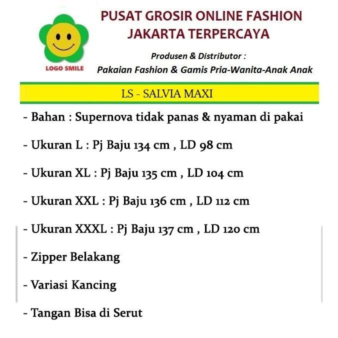 Ls Salvia Maxi Pakaian Baju Maxi Wanita - Atasan Muslim L Xl Xxl Xxxl