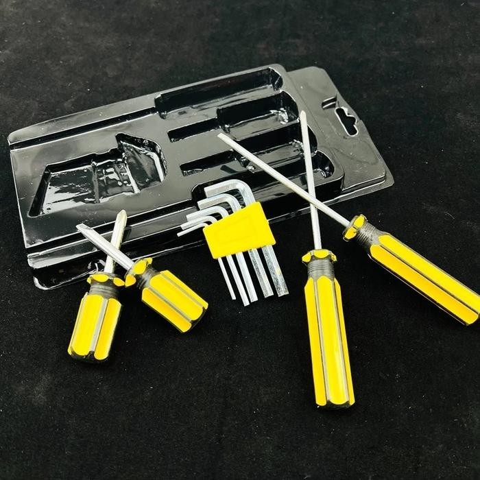 Set Paket 9 in 1 Set Obeng Set Kunci L Multitools Set Obeng dan Kunci L Set