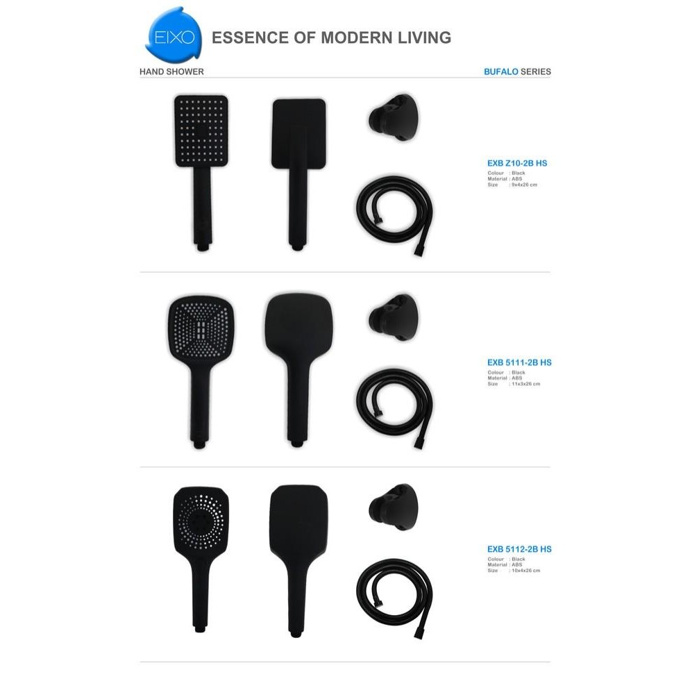 EIXO BUFALO BLACK HAND SHOWER KEPALA SHOWER MANDI HITAM MINIMALIS