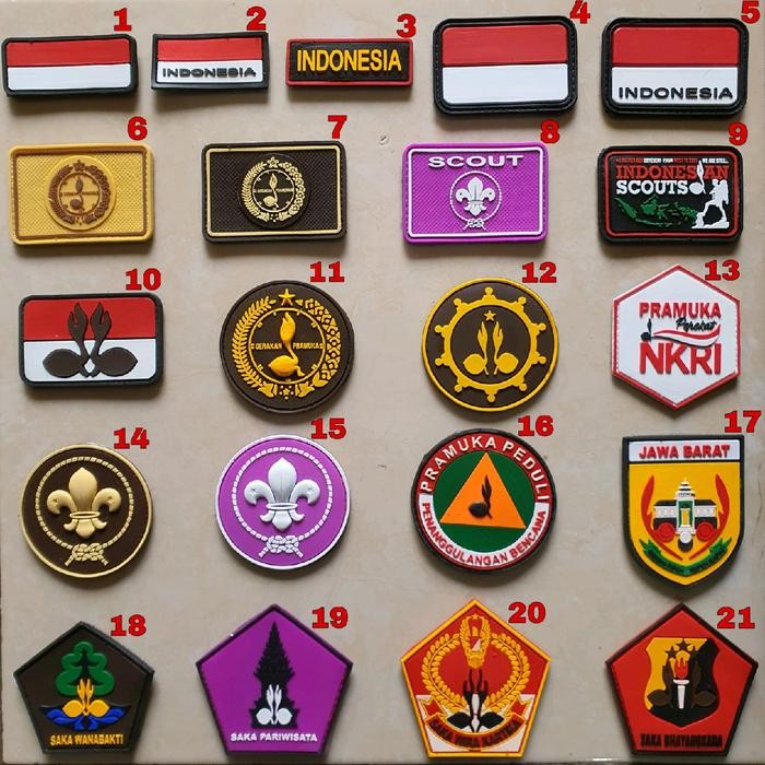 patch rubber logo pramuka tempelan emblem karet velcro *