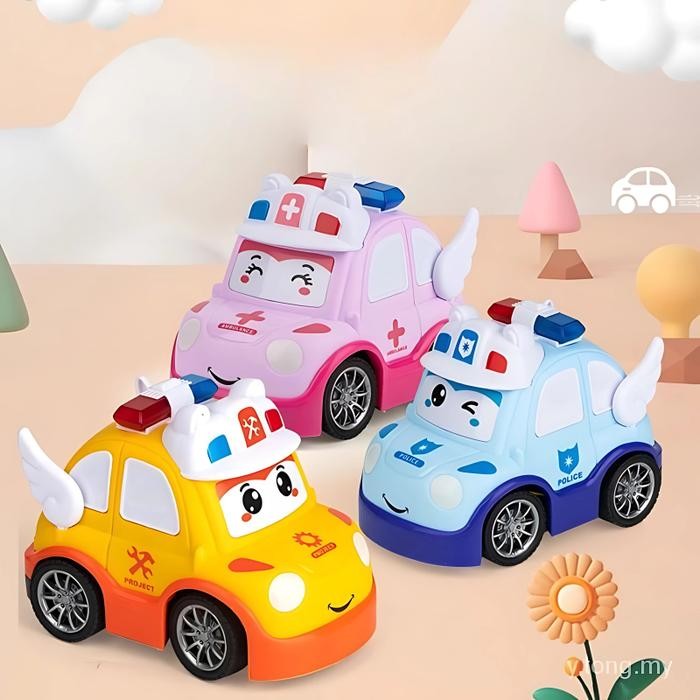 Toy Studio Mainan Mobil Rc Remot Control Cartoon Robocar Poli City Rescue Keluar Lampu + Baterai
