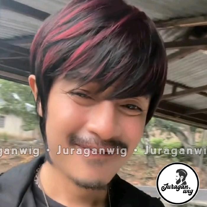 Wig Korean Style Rambut Pria Pendek Black Maron Model Cwo Korea Pasti Ori