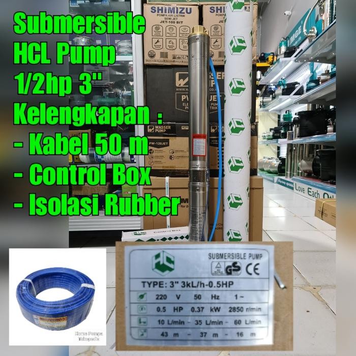 ready Pompa Satelit HCL 0.5Hp 3" Kabel 50 Meter Submersible HCL Pump