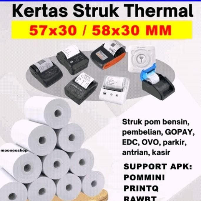 

100 roll kertas thermal 58x30mm Paper