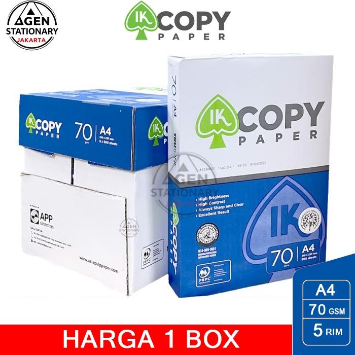 

[DUS] Kertas HVS A4 70 GR IK Copy Paper Print 1 BOX 5 RIM