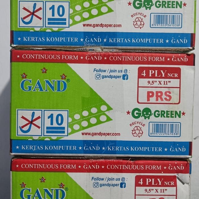 

kertas komputer/continuous form 4 ply 9.5 x 11 /PRS/bagi dua