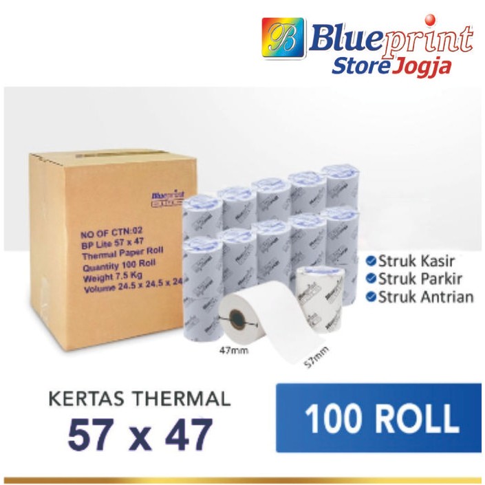 

Kertas Thermal Murah Parkir PPOB Blueprint Lite 57x47 - 58x47 - 1 Dus