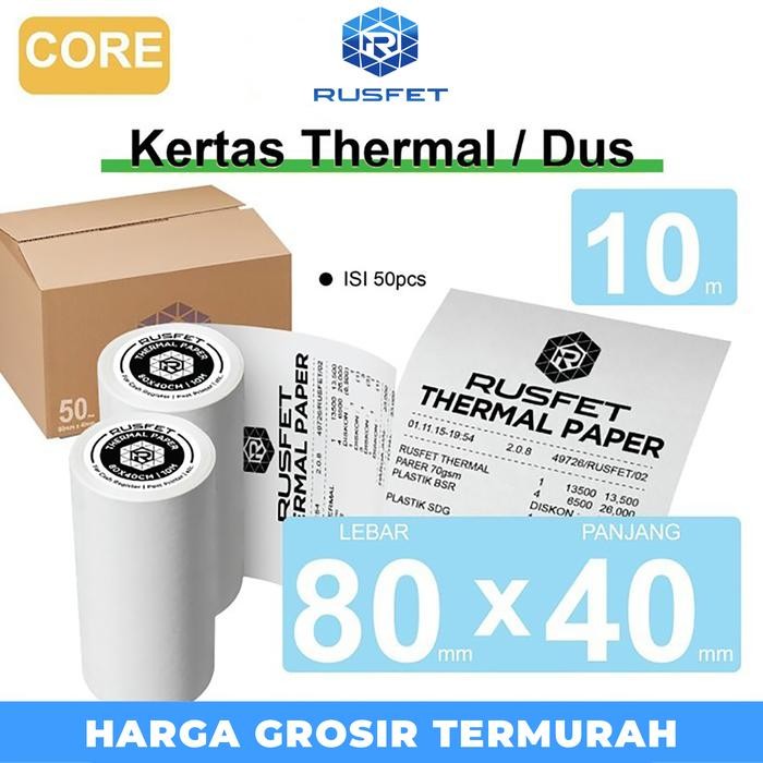 

Kertas Thermal Paper Core Printer Resi Termal Barcode POS 80x40mm DUS