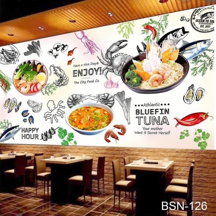 WALLPAPER 3D WALLPAPER CUSTOM KAFE/RESTAURANT SEAFOOD