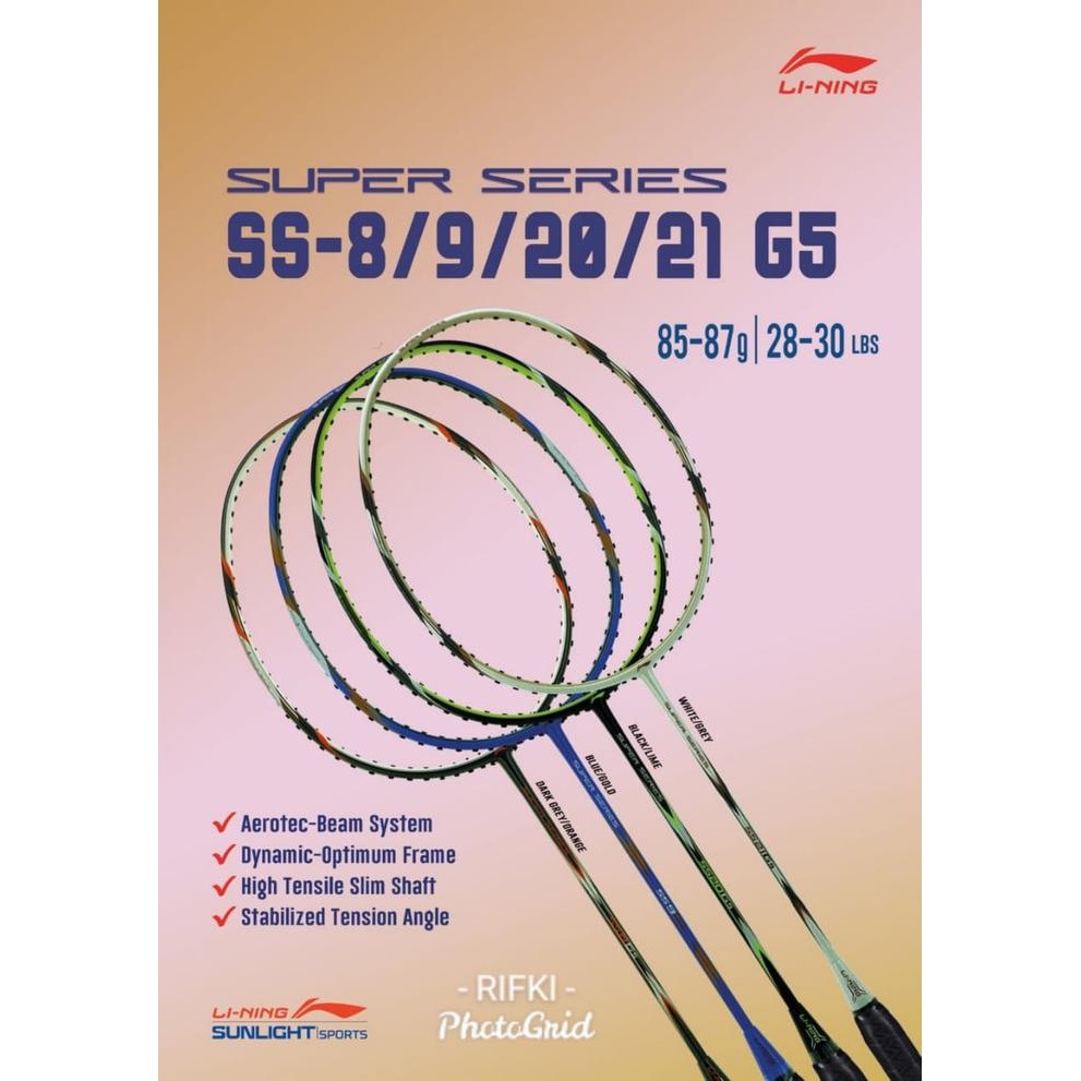 Raket Badminton Lining Super Series Ss 8 / 9 / 20 / 21 G5 Termurah Best Quality 100% Original