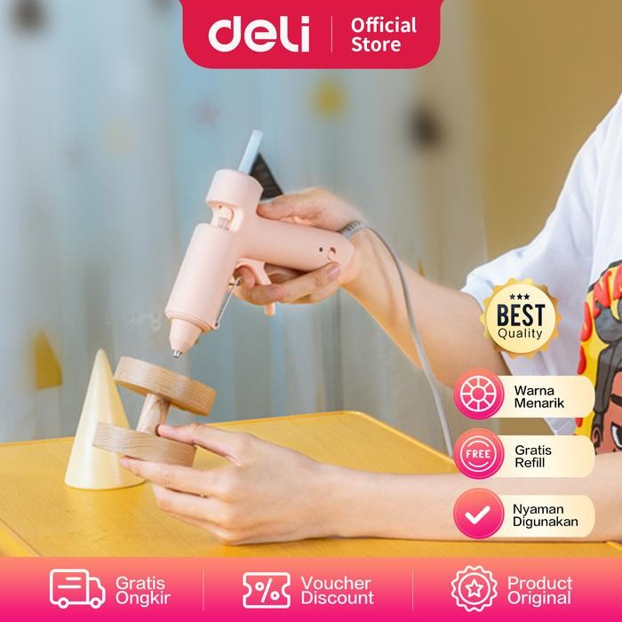 

Stok Baru Deli Hot Melt Glue Gun / Lem Tebak Dengan Refill 10pcs 20W/60W 3140X