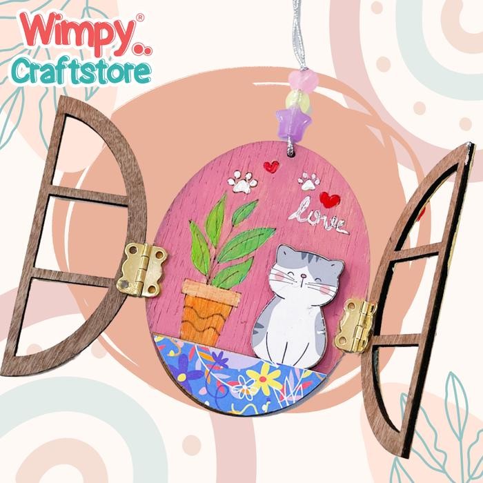 

Wimpy Wooden Ornament Cute Cat Craft Kit Art Kit Painting Diy Kit