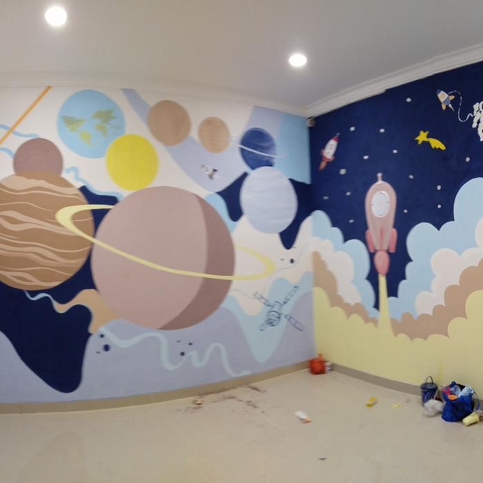 Lukis Mural Mural Estetik Fleksibel 6 Kamar Anak