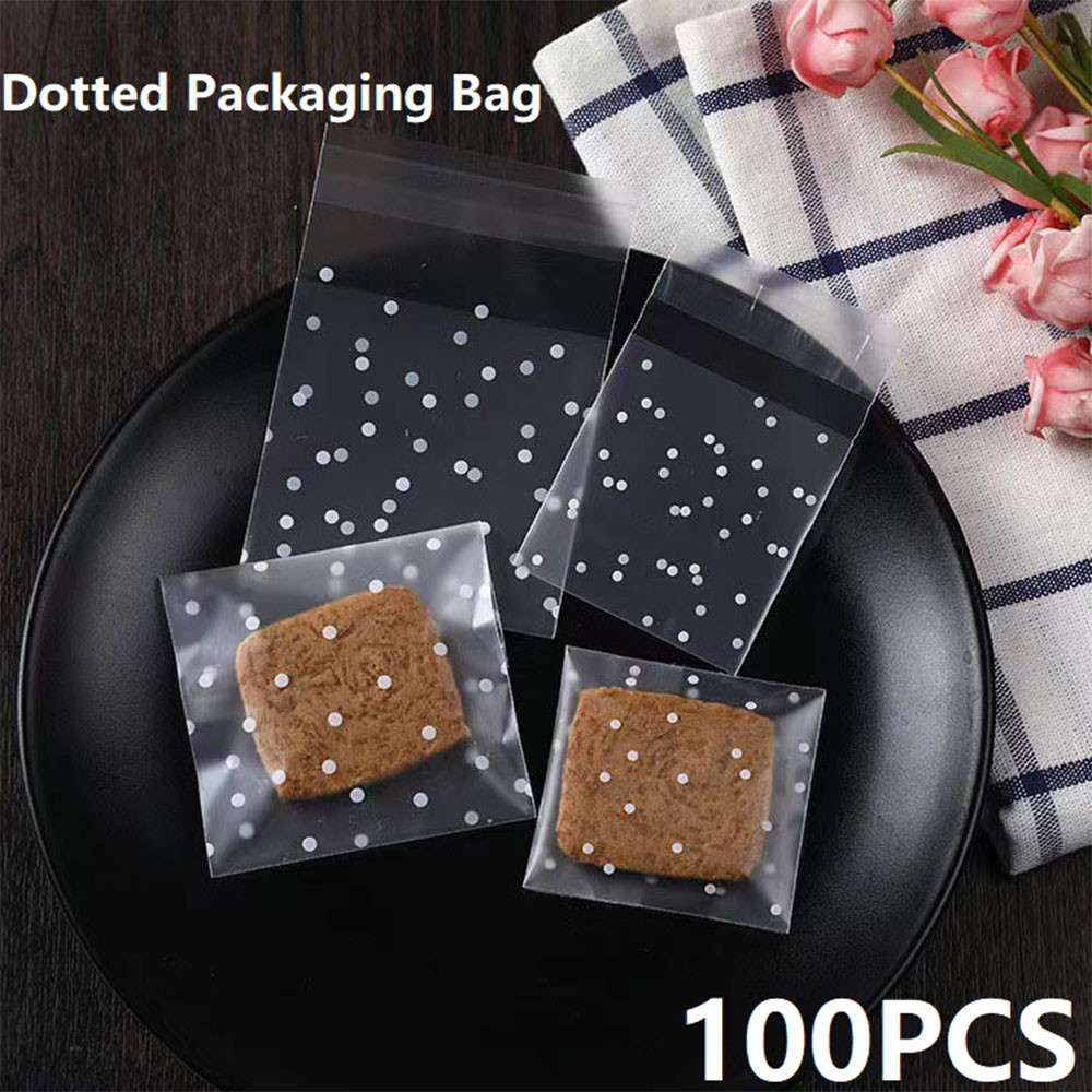 BARU 100PCS Translucent Dots Plastic Cookie Packaging Bags Cellophane Plastic Packaging Bags Birthda