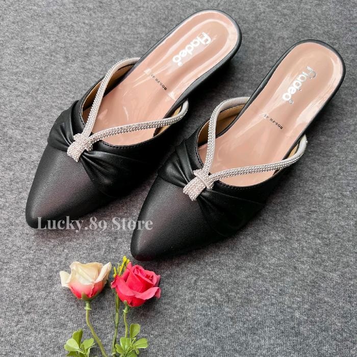 alfa FLADEO Sandal Wanita Slip On Pita Glitter Sendal Pesta Shoes