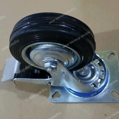 roda troli 4 inch hidup rem karet *
