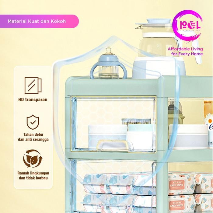 [POL] Rak Troli Dorong Bayi Roda Rak Penyimpanan Serbaguna Troli Penyimpanan Lemari Dorong Bayi *