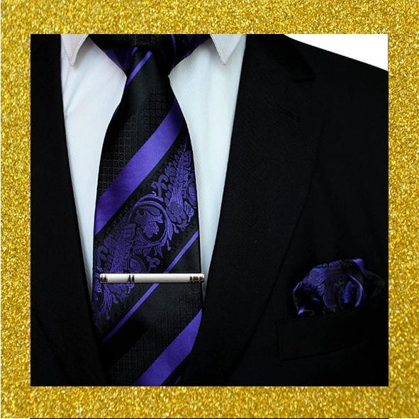 dasi ungu batik salur import pria set platinum class *