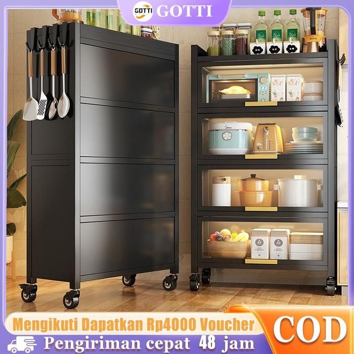 Lemari Dapur Rak Piring lemari dapur Multi-layer Lemari Dapur berdiri di lantai dengan Rak