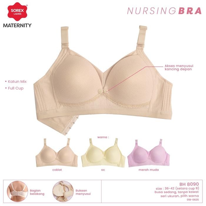 Sorex Bra Menyusui Tanpa Kawat Full Cup B Kait 4 Bukaan Depan Katun Mix Nursing Bra BH 8090 *