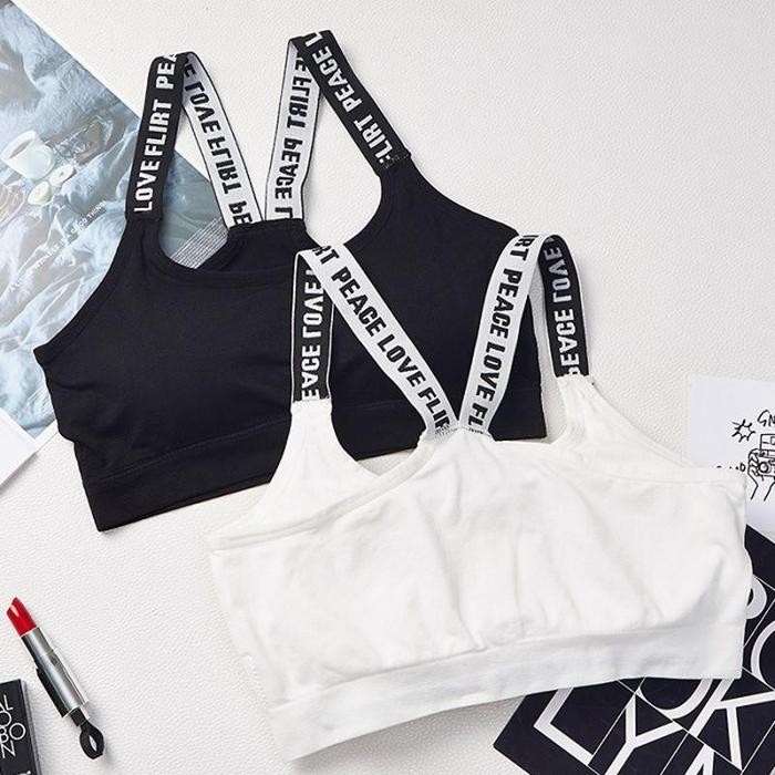 Sport Bra Wanita Remaja Tanpa Kawat bh pelajar Olahraga Pakaian Dalam Wanita Nilon 001 *