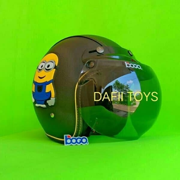 Helm Helem Retro Kulit Bogo Minion Dengan Kaca Bogo Asli Dewasa - Sni Pasti Diskon