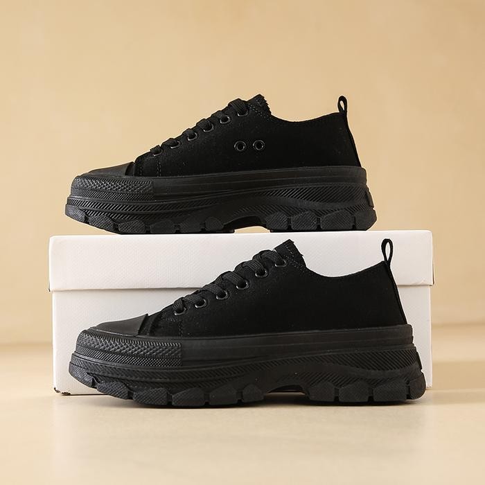 Canikorea Sepatu Anak Sekolah Sneakers Fullblack Edition Casual Shoes Fashion