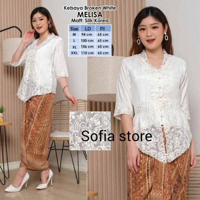 Atasan Kebaya Encim Bordir Modern Warna Putih Broken White