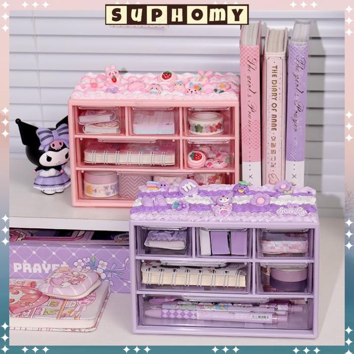 SRIY Laci Kecil 9 Laci/6 Lacikotak Perhiasan Kotak Penyimpanan Serbaguna Laci Mini Rak Mini