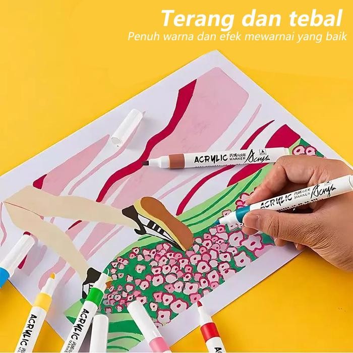 

Acrylic Marker Set 12/24/36/48 Warnas Akrilik Pulpen Warna Tahan Air Dan Tahan Lama Colour Brush Pen