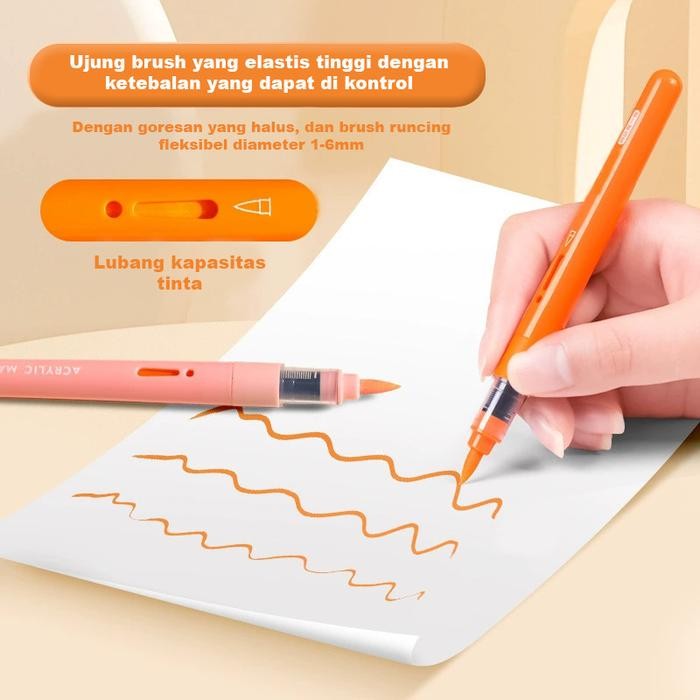 

Grasp Marker Acrylic Pen 12/24/36/48/60/72 Warna Spidol Box Tingkat Brush Lentur Mw008 Pasti Ori