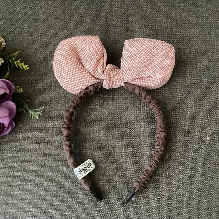 Bando Bandana Wanita Anak Tanggung Korea Pita Kotak Kotak