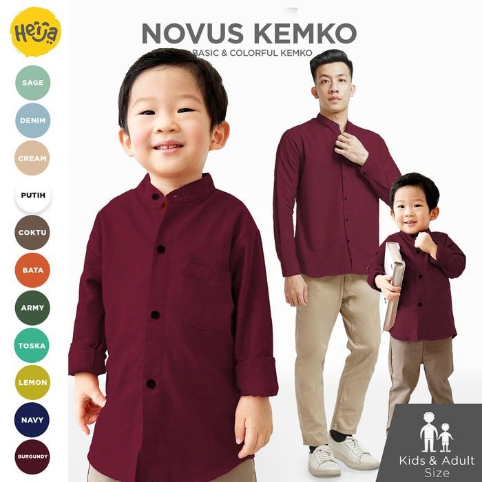 HWIH Heija Novus Burgundy - Kemeja Koko Anak Lengan Panjang Warna Merah Burgundy Ungu Katun