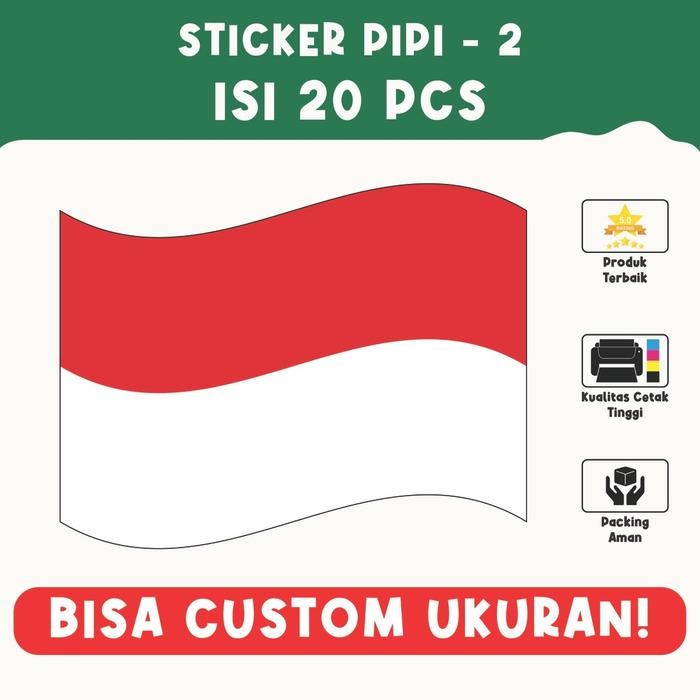 

(Allthebest) Sticker Bendera Pipi INDONESIA Kemerdekaan 17 Agustus Agustusan isi 20PCS Desain