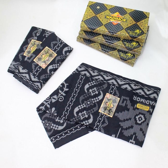 B081 Kain Sarung Wadimor Muslim Dewasa Motif Batik Bunga Bali Tenun Katun Special Hitam