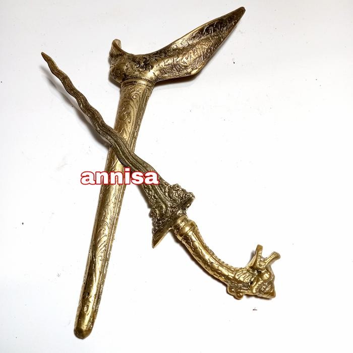 Barang Antik Kris Ladrang Bahan Full Kuningan Sari Halus Uk 32Cm Best Quality Asli 100% Original