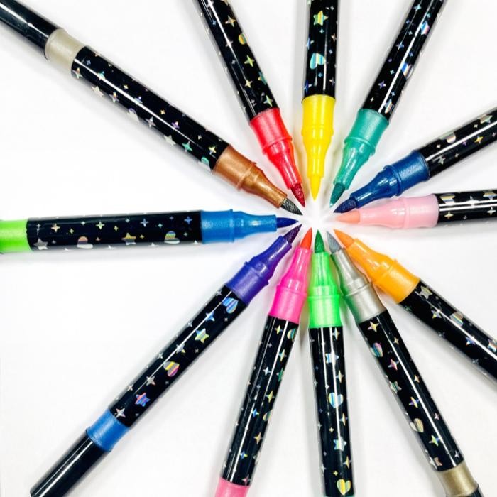 

MW Set Pena Glitter Dual-tip 24/48/72/96 Warna dengan Kepala Ganda - Penanda Teks Berwarna